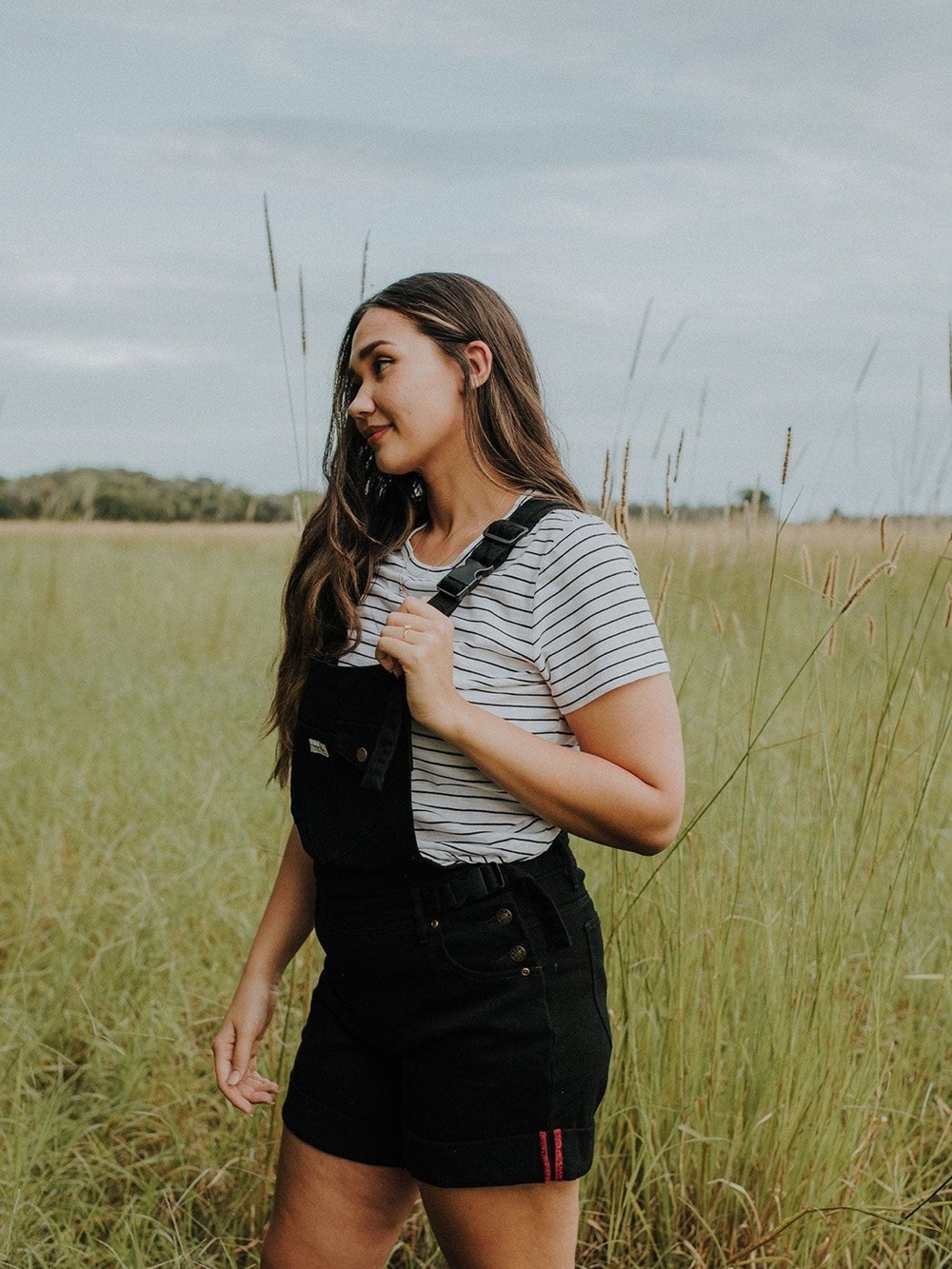 The Mumsie the jet shortie Black Denim Short Overalls